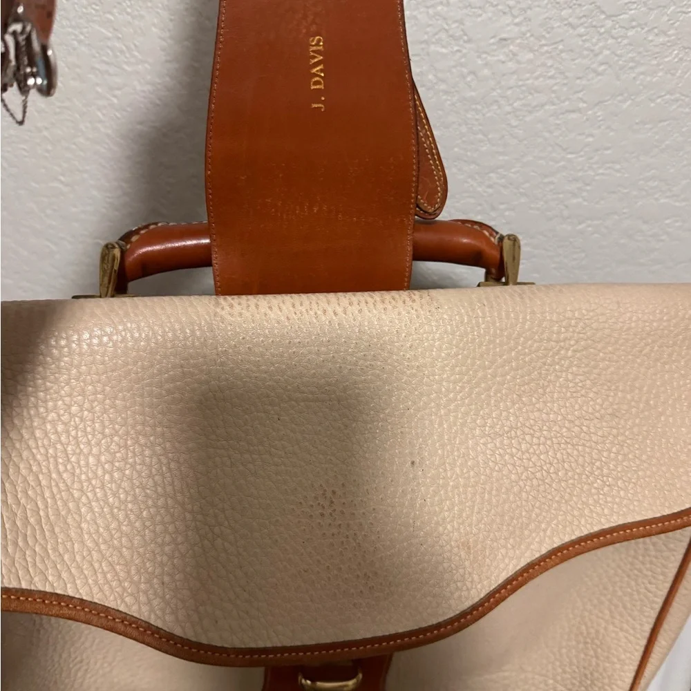 Dooney & Bourke Beige and Brown Leather Briefcase Shoulder Bag